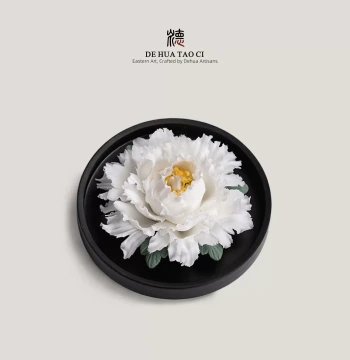 Dehua Ceramic Porcelain Flower Ornament Hand-Sculpted Peony Aroma Diffuser Chinese Style Desktop Home Decor Fragrance Gift