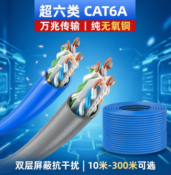 Cat5e/Cat6 Gigabit Ethernet Cable, Home 6-Core Copper Shielded POE Surveillance Network Cable, 300 Meters