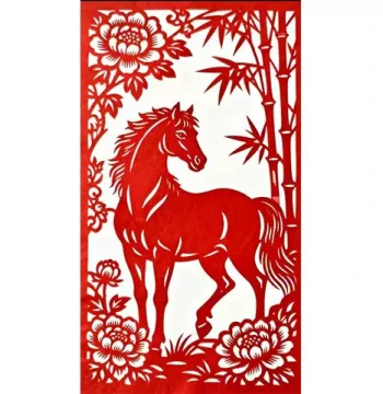 Finished Xuan Paper Horse Cutouts – Window Lattice Designs, Hollow-Carved Chinese Style – Available in A4 and A3 Sizes