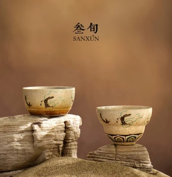 Sanxun Dunhuang Flying Apsaras Teacup Master Cup Ceramic Household Personal Tea Drinking Cup High-End Tasting Cup