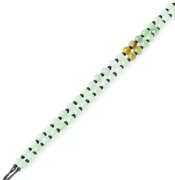 Longciyuan Burmese Grade A Beaded Necklace - Raw Mine Three-Color Jadeite, 62cm Pendant Chain, 3.5-4MM Beads