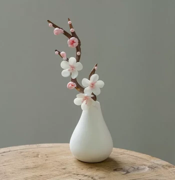 Handmade Ceramic Plum Blossom Branch, New Chinese Style Sunflower and Peony 3D Simulation Vase, Creative Home Desktop Ornament