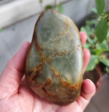 Hetian Jade Green Jade Seed Material Rough Stone 290g, Natural Xinjiang Hetian Jade