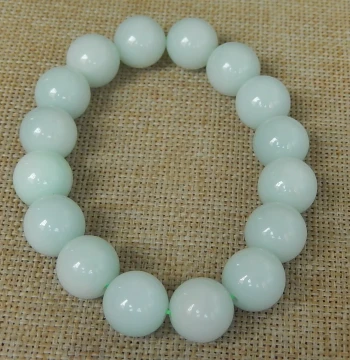 Authentic Myanmar Natural Grade A Jadeite Rough Stone Semi-Clear Material; Fine Glutinous Species Bead Bracelet V1130