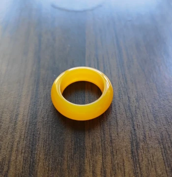Size 18.6 Certified Authentic Yellow Dragon Jade Ring Band, Burmese Yellow Material, Size 58 Natural Raw Ore Jade Ring Band 8*5
