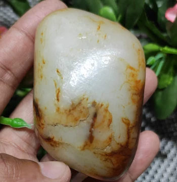 Natural Yellow Skin White Flesh Seed Material Jade Pendant Raw Stone Collectible Handle Piece White Jade