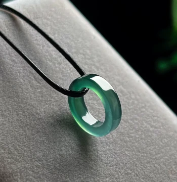 Jadeite LuLuTong Luck Bead Pendant, High-Ice Blue-Water/Ice-Green, Authentic Natural Grade A Jade, Round/Square Rolling Ring