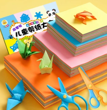 Children's Handmade Origami Colored 3D Stereoscopic Kindergarten Creative DIY Special Paper, Educational Toys, Fun Origami Book, Thousand Paper Cranes, Thickened Hard Student Drawing and Craft Paper, Manual Paper Cutting