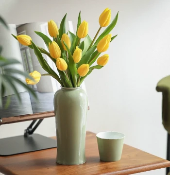 Yaji Spring Mountains and Autumn Waters. Cylindrical Vase, Handmade Flower Vase and Arrangement, Literati Flower Vessel for Home Decor, Jingdezhen Ceramic