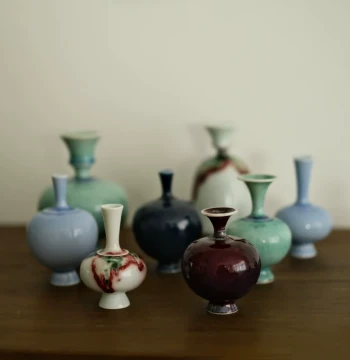 Sansheng Artware New Product Handmade Colorful Small Tea Ceremony Vase, Zen Flower Vessel, Chinese Style Ceramic Ornament Small Vase