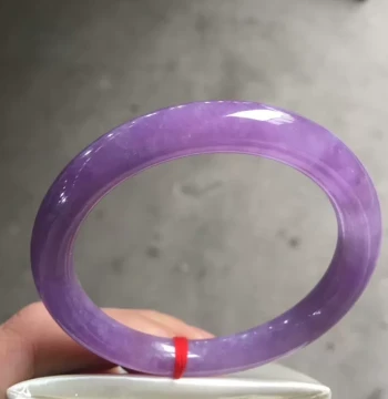 Wealth & Peace Natural Burmese Jadeite Violet 'Husband-Prospering' Bangle, Full Purple Round Bar Jade Bracelet for Women (Display Prop)