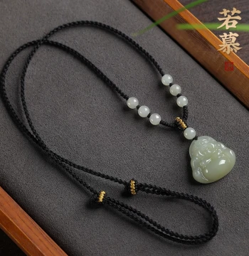Authentic Original Natural Hetian Jade Pendant for Women, Maitreya Buddha Big-Belly Laughing Buddha Necklace, Jade Buddha, Jade Ornament, Buddha Gong