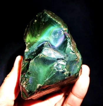 Natural Rainbow Eye Obsidian Raw Material Carving Stock: Crystal Jade Loose Stone Display Piece Collection Specimen Stone Real Photo