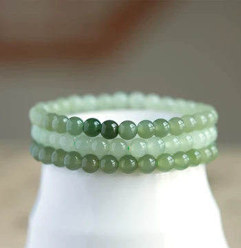 Hetian Jade Bracelet with Ice-Transparent Crystal, Agate, and Jadeite Beads; Gradient Design with Loose Beads, Pendants, Gold Necklaces, and Bangles