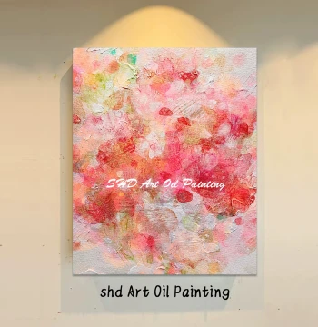 Pink Imitation Hand-Painted Oil Painting Style 'Blooming' Bedroom Background Wall Art, Textured Mural, Artistic Decorative Painting