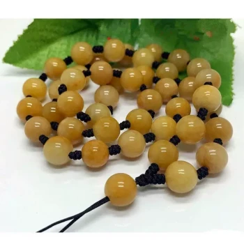 Yellow Dragon Jade Pendant, Hetian Old Yellow Jade Pure Handmade Braided Necklace Cord for Men and Women