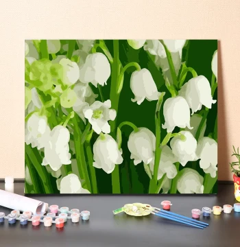 Digital Oil Painting DIY Hand-Filled Fresh Lily of the Valley Floral Hand-Painted Coloring Auspicious Decorative Oil Color Painting
