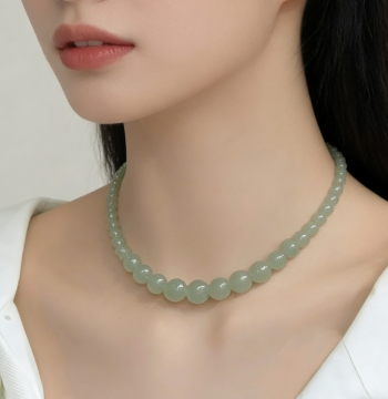 Scarf Necklace Natural Hetian Jade Authentic Necklace for Mom, Post-Surgery Coverage Adjustable Jade Necklace