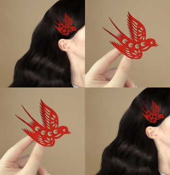 Red Magpie Paper-Cut Hair Clip, Chinese Style Headpiece, Intangible Cultural Heritage Design with Felt Fabric, Elegant Accessory for Qipao