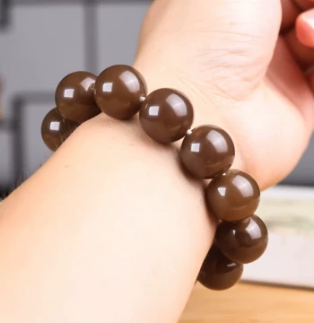 Natural Xinjiang Hetian Jade Sugar Material Round Bead Bracelet for Men and Women, Natural Jade Seed Material Rough Stone Bracelet, Qiemo Material