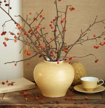 Yaji Deep Autumn and Light Autumn Flower Jar, Home Vase Flower Vessel Ornament, Handmade Ceramic Jingdezhen, Desktop Flower Insert
