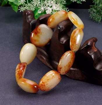 Genuine Jade Hetian Jade Seed Material Bracelet Rough White Jade Bracelet Men's and Women's Bracelet Xinjiang Hetian Jade