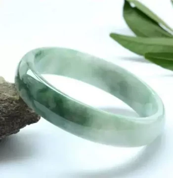 100% Natural Authentic Grade A Jadeite Bangle with Floating Flowers, Women's Ice-Glutinous Texture Real Jade Bracelet