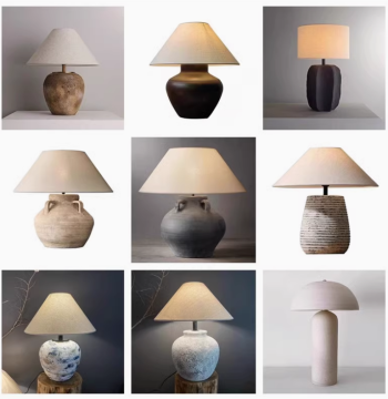 Wabi-Sabi Style Ceramic Table Lamp, Handmade Pottery Jar for Homestays, Designer Ornament, Japanese Style Living Room Bedroom Decorative Table Light