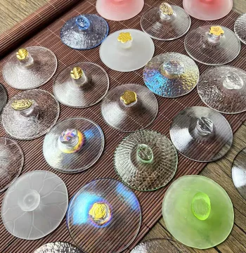 Glass Teapot Lid Sold Separately, Gold-Traced Gaiwan Single Lid, Tea Bowl/Teacup Spare Part, Kung Fu Tea Set Replacement Lid