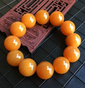 Yunnan Longling Old Material Yellow Dragon Jade Bracelet, Icy Butter Yellow Grade A Jade Beaded Bracelet, Yellow Dragon Jade Buddha Bead Bangle