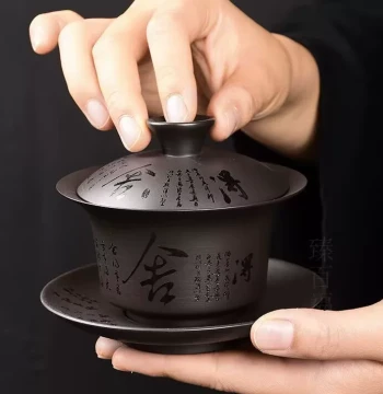 Zisha Sancai Lidded Bowl for Kung Fu Tea: Large Capacity Ceramic Home Teaware with Customizable Options