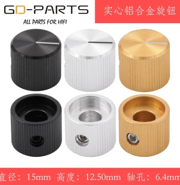 15mm Full Aluminum Alloy Volume Potentiometer Knob for Audio Guitar Amp Effects Serrated Cap 6.4mm Hole