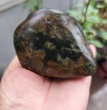 Hetian Jade Green-Blue Seed Material Shaped Raw Stone Small Ornament, 575g Xinjiang Natural Hetian Jade