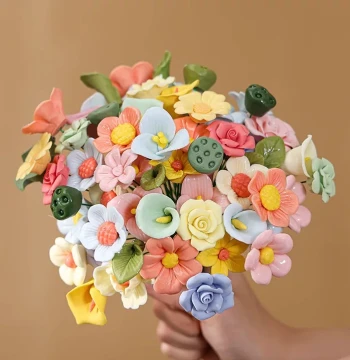 Jingdezhen Ceramic Rose Branch Simulated Flower Preserved Flower Bouquet Insert Vase Handmade DIY Ornament Decorative Gift