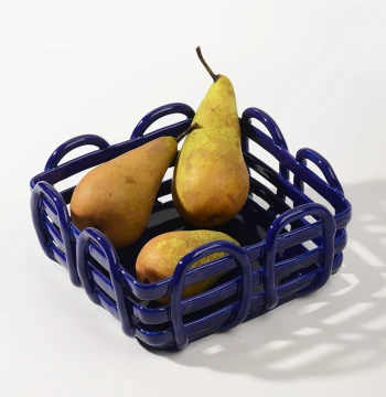 oakliving Nordic Style Ceramic Hand-Woven Storage Basket for Fruits, Vegetables, Snacks, and Kitchen Decor
