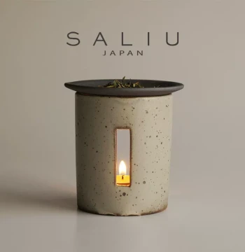 Japanese Saliu Handmade Ceramic Essential Oil Aromatherapy Burner and Candle Holder, Tea Roasting Incense Burner for Tea Ceremony, Pink Slip and Iron Glaze