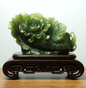 Shangpin Meige Natural Jade Carved Xiuyan Jade Ornament Green Raw Stone Original Color Cabbage Hundred Wealth Gathering Opening Gift