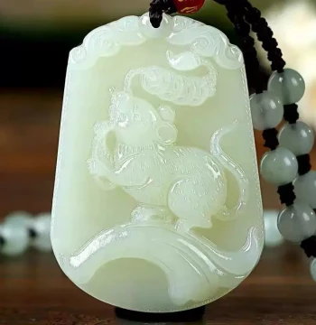 Hetian Jade Twelve Zodiac Pendant Necklace for Men and Women, Couple Synthetic Jade Charm, Benming Year Zodiac Birthday Gift