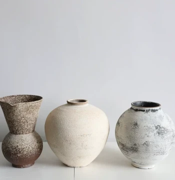 Wabi-Sabi Handcrafted Ceramic Vase Vintage Coarse Pot Living Room Mountain Return Flower Arrangement Ornament Homestay Premium Flower Holder