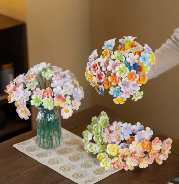 Jingdezhen Handmade Ceramic Rose Bouquet, Peony and Lotus Artificial Everlasting Flowers, Decorative Gift for Girlfriends or Teachers' Day