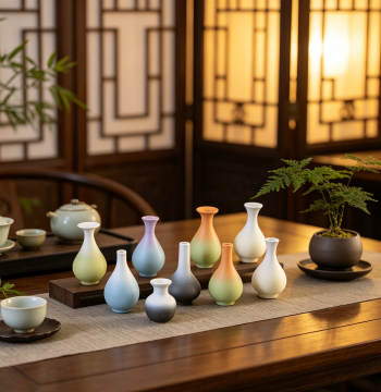 Jingdezhen Ceramic Mini Small Vase Handmade Frosted Antique Shelf Tea Table Decoration Living Room Flower Arrangement Ornament