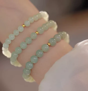 Women's Hetian Jade Bracelet with Ice-Clear Water Loose Beads, Minimalist Elegant Jewelry, 2026 New Arrival Premium Style