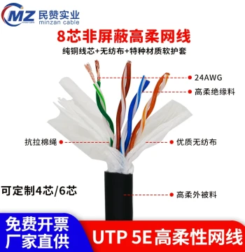 Cat5e High-Flexibility Drag Chain Shielded Network Cable Industrial Monitoring CAT5E Gigabit Ethernet Signal Line Outdoor