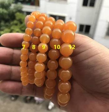 Ruihuangcui Authentic Huanglong Jade Bracelet 7/8/9/10/12mm Jade Beaded Bracelet Burmese Yellow Chicken-Fat Yellow Single Loop Unisex
