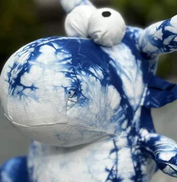 Plant-Based Tie-Dye Indigo Dyed Animal Plush Zodiac Ox Doll Ornament Ethnic Bai Minority Handmade Fabric New Year Gift