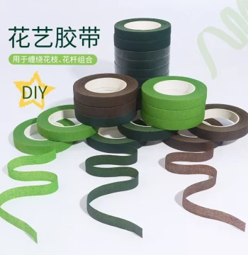 Handmade Floral Tape Green Flower Stem Transparent Brown Pipe Cleaner Flower DIY Material Wrapping Garden Floral Supplies