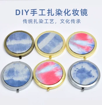 Handmade Tie-Dye Small Mirror, Fabric Makeup Mirror, Portable Mirror, DIY Material Kit for Salons, Team Building Activities, and Gifts