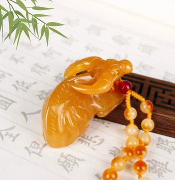 Natural Yellow Dragon Jade 3D Zodiac Ox Jade Pendant, Unisex Old Ox Jade Drop Jade Amulet with Certificate