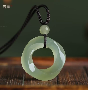 Natural Authentic Hetian Jade Mobius Ring Pendant, Small Jade Necklace, Clavicle Drop, 'Endless Love' Gift for Girlfriend