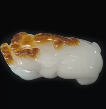 Xinjiang Hetian Jade Pixiu Hand Piece - Mutton Fat Grade White Jade Seed Raw Stone Ornament for Good Fortune
